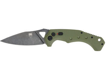 CobraTec Knives ODGAFRYK Ryker 3.75" Folding Plain Black Stonewashed D2 Steel Blade, 5" OD Green Textured G10 Handle