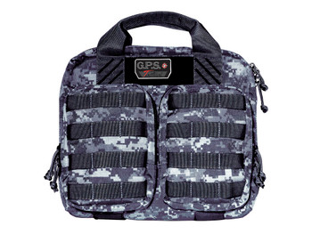 GPS Bags T1413PCG Double +2 Tactical Gray Digital 1000D Nylon Teflon Coating with Visual ID Storage System, Lockable YKK Zippers, MOLLE Webbing & Ammo Storage Pockets Holds UP To 4 Handguns