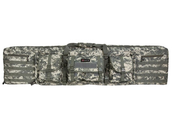 GPS Bags DRC55ACU Double Rifle Case A-TACS AU 600D Polyester w/ 2 Padded Pistol Sleeves MOLLE Webbing & Lockable Zippers