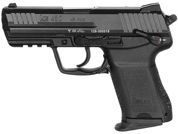 HK 81001111 HK45C V1 Compact Frame 45 ACP 8+1 3.94" Black Polygonal Rifled Barrel, Black Serrated Steel Slide, Black Polymer Frame w/Picatinny Rail, Black Interchangeable Backstrap Grip, Ambidextrous