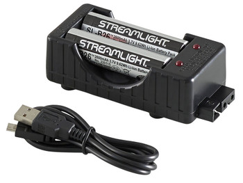 Streamlight 22010 18650 Battery Charger w/Batteries Black 18650 Li-ion Rechargeable Battery
