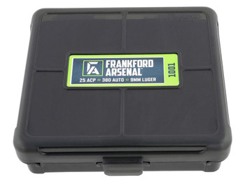 Frankford Arsenal 1083797 Hinge-Top Ammo Box 9mm/25/380ACP Black Polymer 100rd