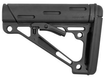 Hogue 15040 OverMolded Collapsible Buttstock made of Synthetic Material with Black Finish & Overmolded Rubber for Mil-Spec AR-15, M16