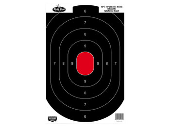 Birchwood Casey 35601 Dirty Bird Silhouette Tagboard Hanging Pistol 12" x 18" Black/Red White Impact Splatter 100 Per Pkg