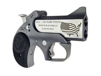 Bond Arms BA30TH-45LC/410 30th Anniversary Rough Series 45 Colt/410 Gauge 2 Shot 3" Engraved Matte Double Barrel Rough Matte Stainless Steel Frame Black Rubber Grips Right Hand