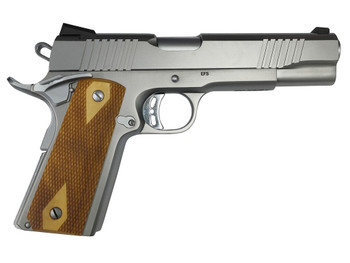 Rock Island 56865 Rock Standard FS Full Size 10mm Auto 8+1 5" Stainless Steel Barrel & Serrated Slide, Matte Stainless Steel Frame w/Beavertail, Wood Double Checkered Grip