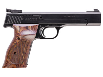 Smith & Wesson 130511 41 Full Size Frame 22 LR 10+1, 5.50" Blued Button Rifled Steel Barrel, Serrated Slide & Frame, Checkered Wood Target Grip