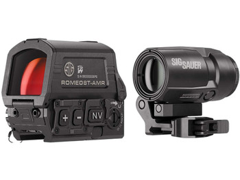Sig Sauer Electro-Optics SORJ8T101 Romeo8T- AMR W/Juliet3T Micro Magnifier Black 1x40mm/3x22mm Quad Ballistic Circle Dot 2.0 Reticle