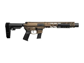 CMMG 45AEA70-MB Zeroed Banshee MkG 45 ACP 13+1 6.50" Black Nitride Threaded Barrel, Midnight Bronze Cerakote Aluminum Receiver w/Picatinny Rail, M-LOK Handguard, Black Polymer CMMG RipBrace, CMMG Zero