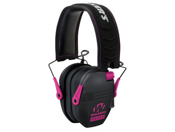 Walker's GWPRSEMPNK Razor Slim Electronic Muff 23 dB Over the Head Black Polymer w/Pink Accents