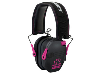Walker's GWPRSEMPNK Razor Slim Electronic Muff 23 dB Over the Head Black Polymer w/Pink Accents
