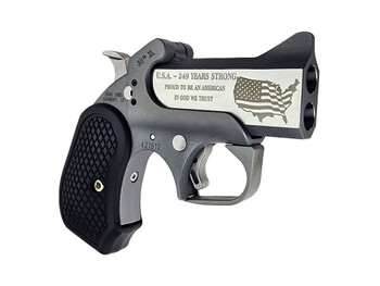 Bond Arms BA30THXL-45LC/410 30th Anniversary Rough Series 45 Colt/410 Gauge 2 Shot 3" Engraved Matte Double Barrel Rough Matte Stainless Steel Frame Black Extended B6 Resin Grips Right Hand