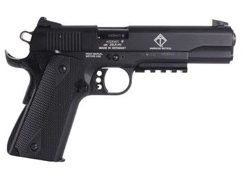 GSG GSG1911ADOP M1911 ADOP 22 LR 10+1 5" Black Steel/Threaded Barrel & Serrated Slide, Zinc Alloy w/Accessory Rail & Beavertail Frame Black Double Diamond Polymer Grip