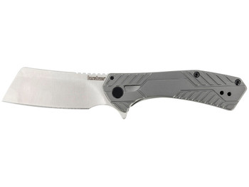 Kershaw 3445 Static 2.90" Folding Cleaver Plain Satin 8Cr13MoV SS Blade Gray PVD Stainless Steel Handle Includes Pocket Clip