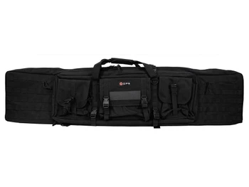GPS Bags DRC55 Double Rifle Case Black 600D Polyester w/ 2 Padded Pistol Sleeves MOLLE Webbing & Lockable Zippers
