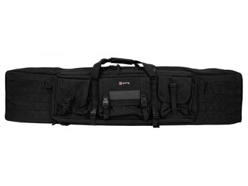 GPS Bags DRC55 Double Rifle Case Black 600D Polyester w/ 2 Padded Pistol Sleeves MOLLE Webbing & Lockable Zippers