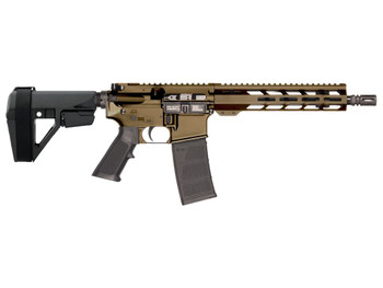 Patriot Ordnance Factory 02540 P-15 Sports South Exclusive 5.56 NATO 30+1 10.50" Black Threaded Barrel, Burnt Bronze Cerakote Aluminum Receiver w/Picatinny Rail, M-LOK Handguard, Black Polymer SB Tac