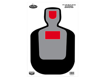 Birchwood Casey 35712 Dirty Bird BC-19 Silhouette Paper Hanging Pistol 12" x 18" Black/Gray/Red White Impact Splatter 100 Per Pkg