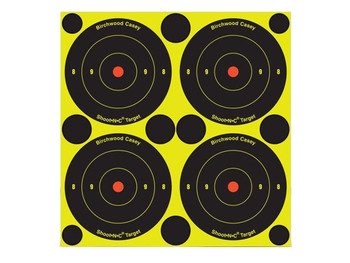 Birchwood Casey 34315 Shoot-N-C Reactive Target Self-Adhesive Paper Black/Yellow 3" Bullseye 12 Pack