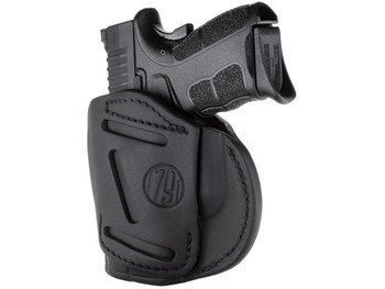 1791 Gunleather 4WH4SBLR 4-Way IWB/OWB Size 04 Stealth Black Leather Belt Clip Compatible w/Glock 26/Springfield XD/XDS/S&W M&P Shield Plus Right Hand