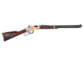 Henry H004FM Golden Boy Firefighter Tribute 22 Short, 22 Long or 22 LR Caliber with 16 LR/21 Short Capacity, 20" Blued Barrel, Nickel-Plated Metal Finish & American Walnut Stock Right Hand (Full Size)