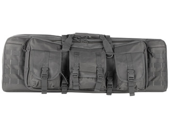 NcStar CVDC2946U36 VISM Double Carbine Case Urban Gray PVC Nylon w/ Foam Padding Lockable Zippers Pockets & MOLLE Webbing