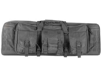 NcStar CVDC2946U36 VISM Double Carbine Case Urban Gray PVC Nylon w/ Foam Padding Lockable Zippers Pockets & MOLLE Webbing
