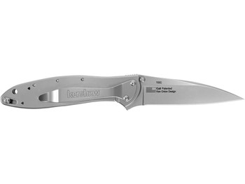 Kershaw 1660 Leek 3" Folding Drop Point Plain Bead Blasted 14C28N Steel Blade, Bead Blasted 410 Stainless Steel Handle Includes Pocket Clip