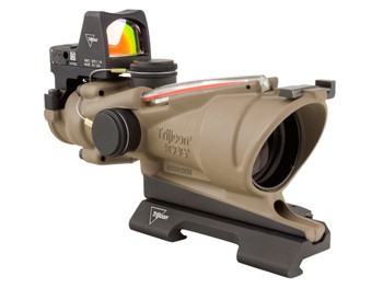 Trijicon 100553 ACOG ECOS Combo Flat Dark Earth 4x32mm Illuminated Red Crosshair .223 BDC Reticle