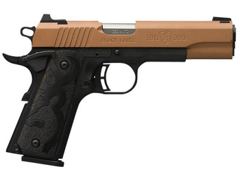 Browning 051987492 1911 Black Label Full Size Frame 380 ACP 8+1 4.25" Matte Stainless Steel Barrel, Copper Cerakote Serrated Stainless Steel Slide, Matte Black Polymer Frame, Black Polymer Grip