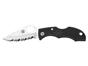 Spyderco LBKS3 Ladybug 3 1.94" Folding Modified Clip Point Serrated VG-10 SS Blade Black FRN Handle