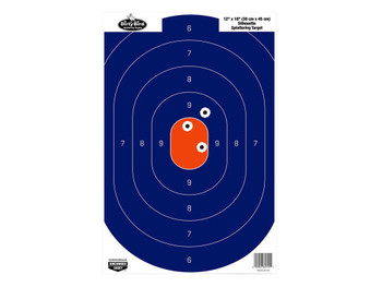 Birchwood Casey 35720 Dirty Bird Silhouette Tagboard Hanging Pistol 12" x 18" Blue/Orange White Impact Splatter 50 Per Pkg