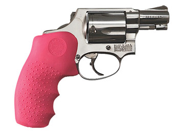 Hogue 60007 OverMolded Monogrip Cobblestone Pink Rubber with Finger Grooves for S&W J Frame with Round Butt