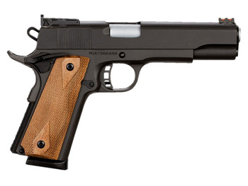 Rock Island 51434 Pro Ultra Match *CA Compliant 45 ACP Caliber with 5" Barrel, 8+1 Capacity, Overall Black Parkerized Finish Steel, Beavertail Frame, Serrated Slide & Checkered Wood Grip
