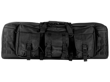 NcStar CVDC2946B42 VISM Double Carbine Case Heavy Duty PVC Nylon w/Padded Center Divider Lockable Zippers Exterior Pockets