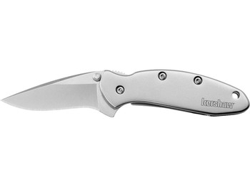 Kershaw 1600 Chive EDC 1.90" Folding Drop Point Plain Bead Blasted 420HC SS Blade, Bead Blasted Stainless Steel Handle