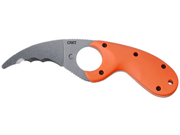 CRKT 2511ER Bear Claw 2.39" Fixed Hawkbill Veff Serrated Stonewashed AUS-8A SS Blade, Blaze Orange Textured GRN Handle