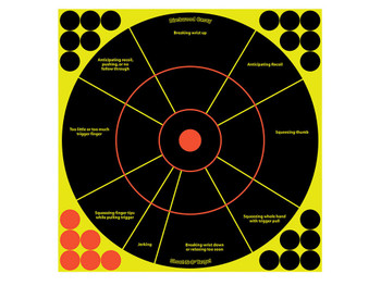 Birchwood Casey 34075 Shoot-N-C Reactive Target Self-Adhesive Paper Black/Yellow/Red 12" Bullseye 50 Pack *Worn, Damaged Pkg/Bagged