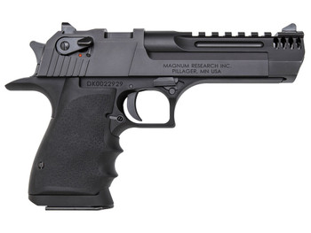 Magnum Research DE50L5IMB Desert Eagle L5 50 AE 5" with Muzzle Brake 7+1 Black Hardcoat Anodized Aluminum Frame Black Carbon Steel Slide Black Hogue Wraparound Rubber Grip