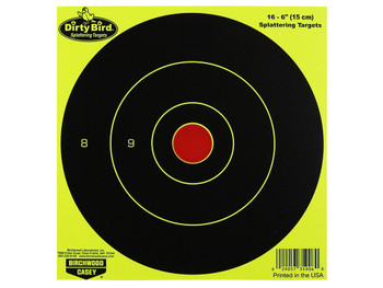 Birchwood Casey 35906 Dirty Bird 6" Bullseye Paper Hanging Pistol/Rifle Black/Yellow 16 Per Pkg