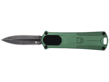 CobraTec Knives 952ODGDAGNS 952 1.75" OTF Dagger Plain Stonewashed D2 Steel Blade, 3" OD Green Anodized Aluminum Handle