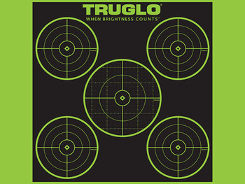 TruGlo TG11A12 Tru-See 5-Bull Target Self-Adhesive Heavy Paper Black/Green 12"x12" 5-Bullseye 12 Pack