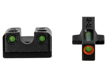 TruGlo TG13SG4PC TFX Pro Black | Green Tritium & Fiber Optic Orange Outline Front Sight Green Tritium & Fiber Optic Rear Sight