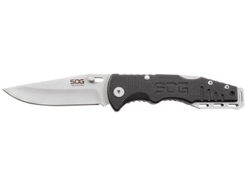 S.O.G SOGFF1001C Salute Mini 3.10" Folding Clip Point Plain Bead Blasted 8Cr13MoV SS Blade Black G10 Handle Includes Pocket Clip