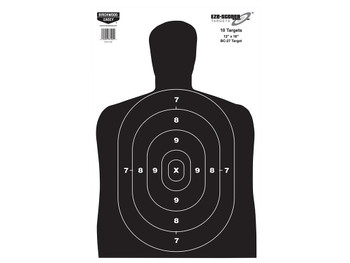 Birchwood Casey 37202 EZE-Scorer BC-27 Silhouette Paper Hanging Universal 12" x 18" Black/White 10 Pk