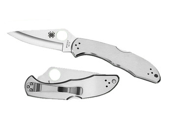 Spyderco C11P Delica 4 2.95" Folding Drop Point Plain VG-10 SS Blade/ Stainless Steel Handle Includes Pocket Clip