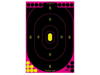 Birchwood Casey 34633 Shoot-N-C Reactive Target Self-Adhesive Paper Black/Pink 12"x18" Oval Silhouette 100 Pack