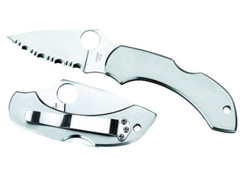 Spyderco C28P Dragonfly 2 2.31" Folding Clip Point Serrated VG-10 SS Blade Stainless Steel Handle Includes Pocket Clip