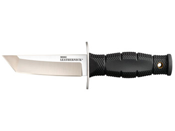 Cold Steel CS39LSAA Leatherneck Mini 3.50" Fixed Tanto Plain Satin 8Cr13MoV SS Blade/3.25" Black Deep Checkered w/Double Quillon Guard Kray-Ex Handle Includes Sheath