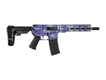 Shark Coast Tactical SCC06278APUR-P Anime-15 Purple 5.56 NATO 30+1 10.50" Black Nitride Threaded Barrel, Purple Cerakote Aluminum Receiver w/Picatinny Rail, M-LOK Handguard, Polymer SB Tactical SBA3 B
